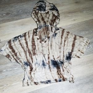 Tie dye hooded crop sweater short sleeved
